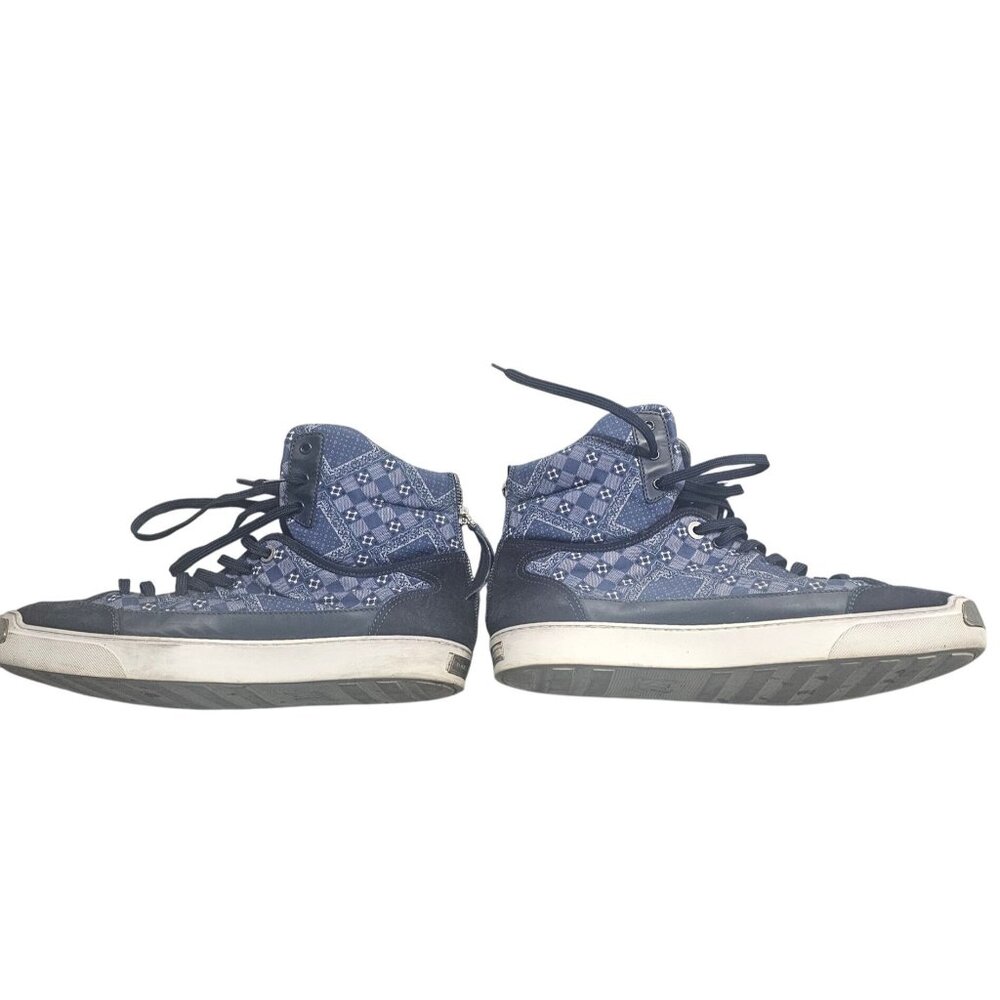 Louis Vuitton On The Road Blue Monogram Bandana High-Top Sneakers Men's Size 11 - Picture 3 of 11